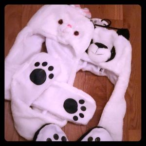 Furry hats with pocket x2